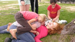 Yep, that's ElvenTiger on the bottom of the pile of kids.